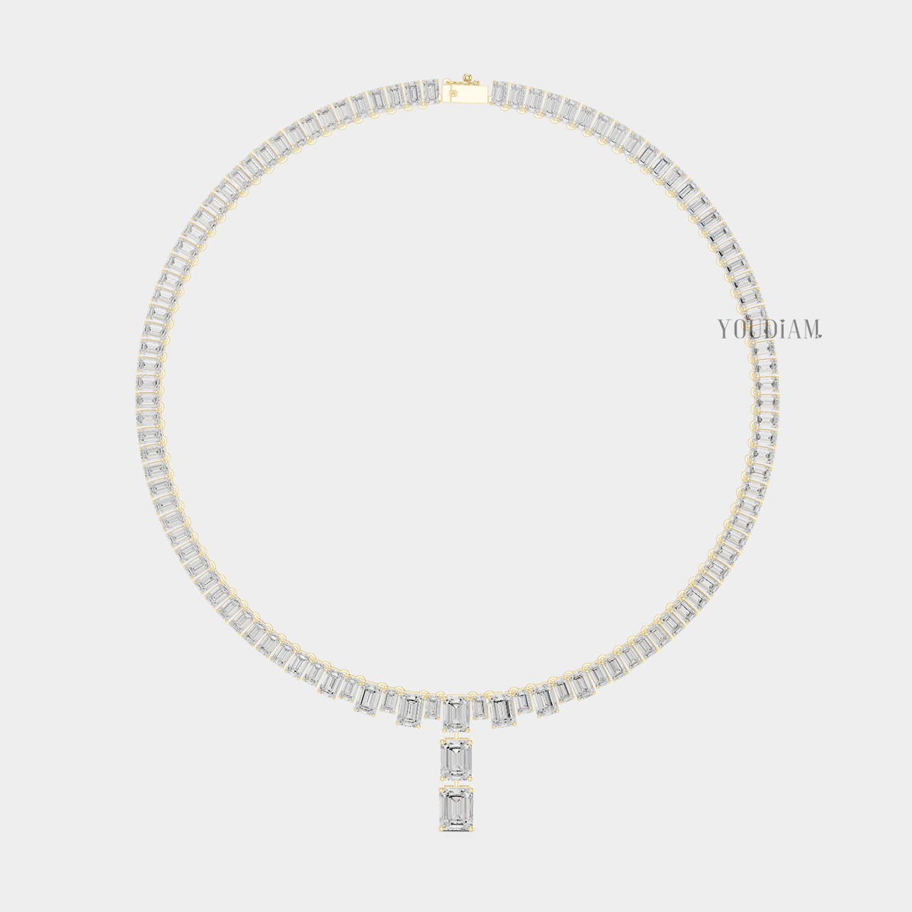 33ctw Emerald Lab Diamonds Tennis Necklace - YDJLN02