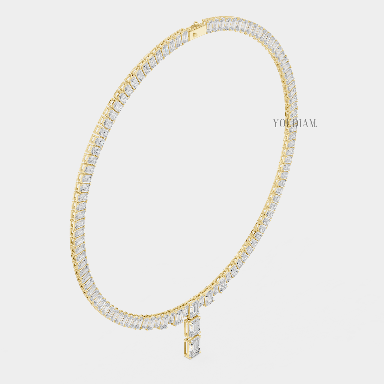 33ctw Emerald Lab Diamonds Tennis Necklace - YDJLN02