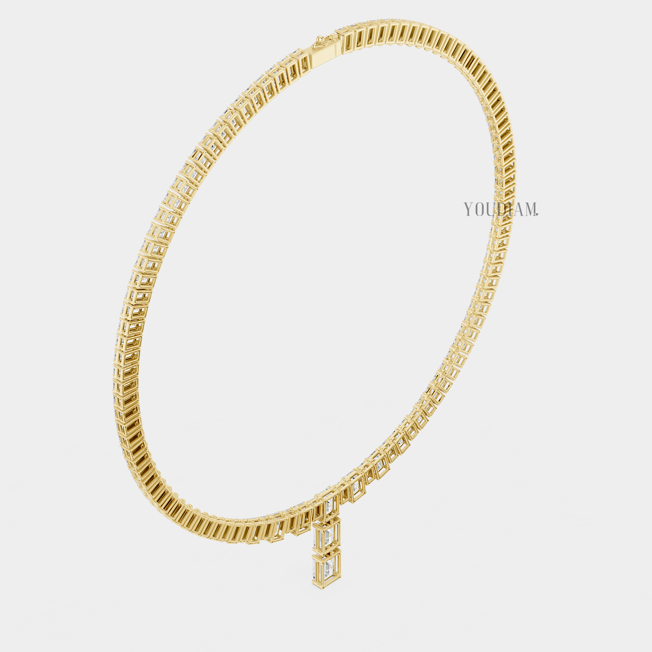 33ctw Emerald Lab Diamonds Tennis Necklace - YDJLN02