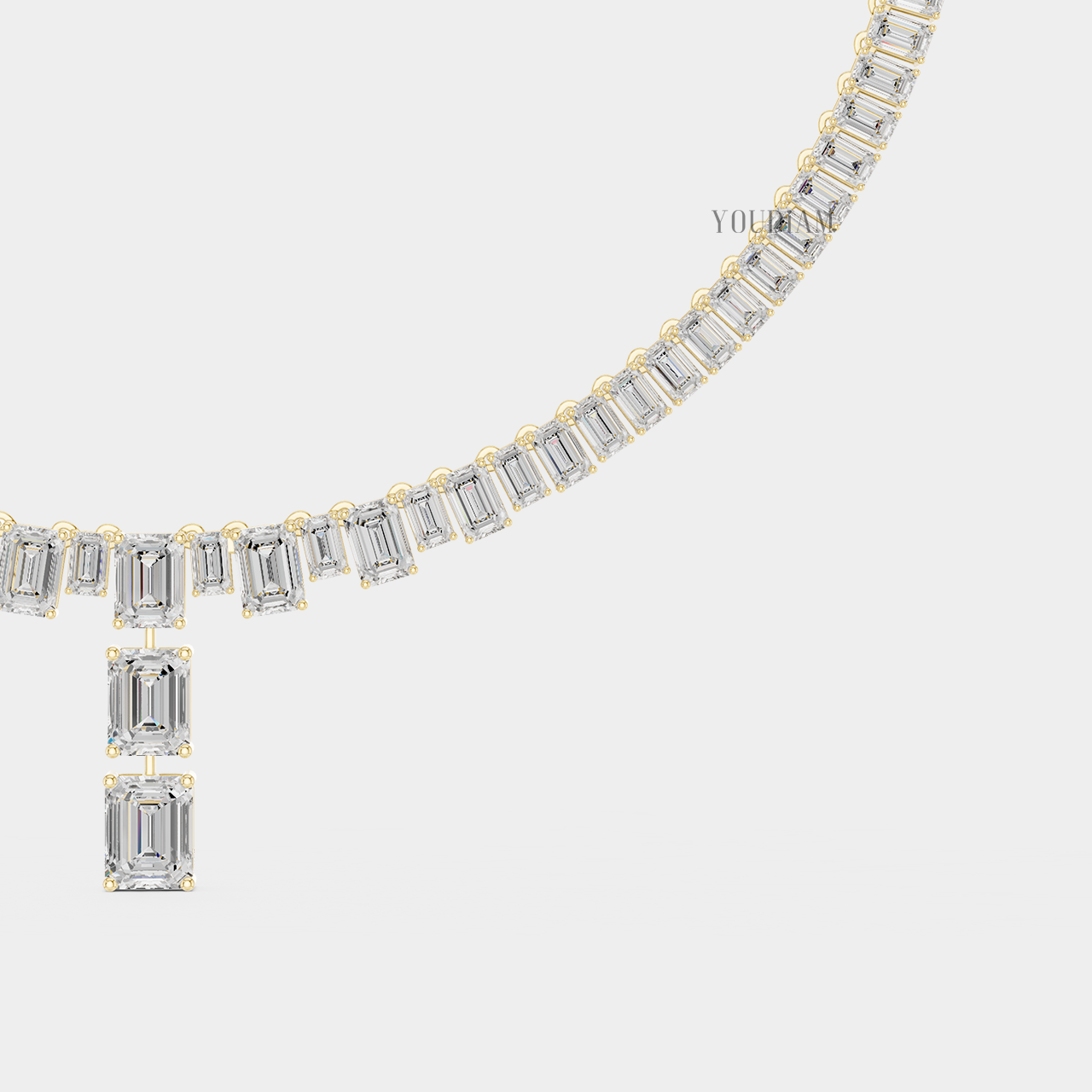 33ctw Emerald Lab Diamonds Tennis Necklace - YDJLN02