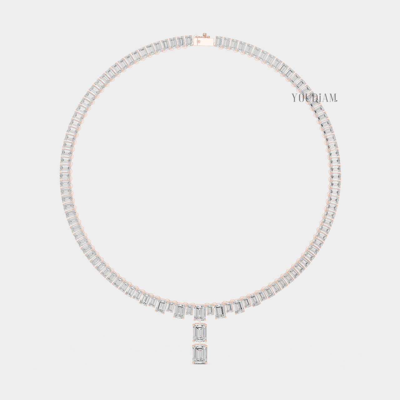 33ctw Emerald Lab Diamonds Tennis Necklace - YDJLN02