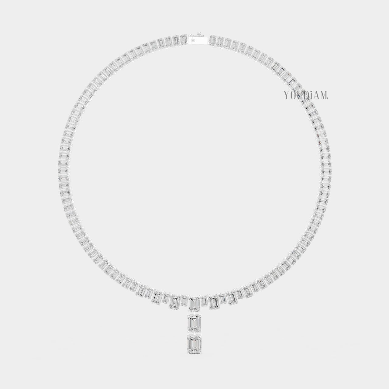 33ctw Emerald Lab Diamonds Tennis Necklace - YDJLN02