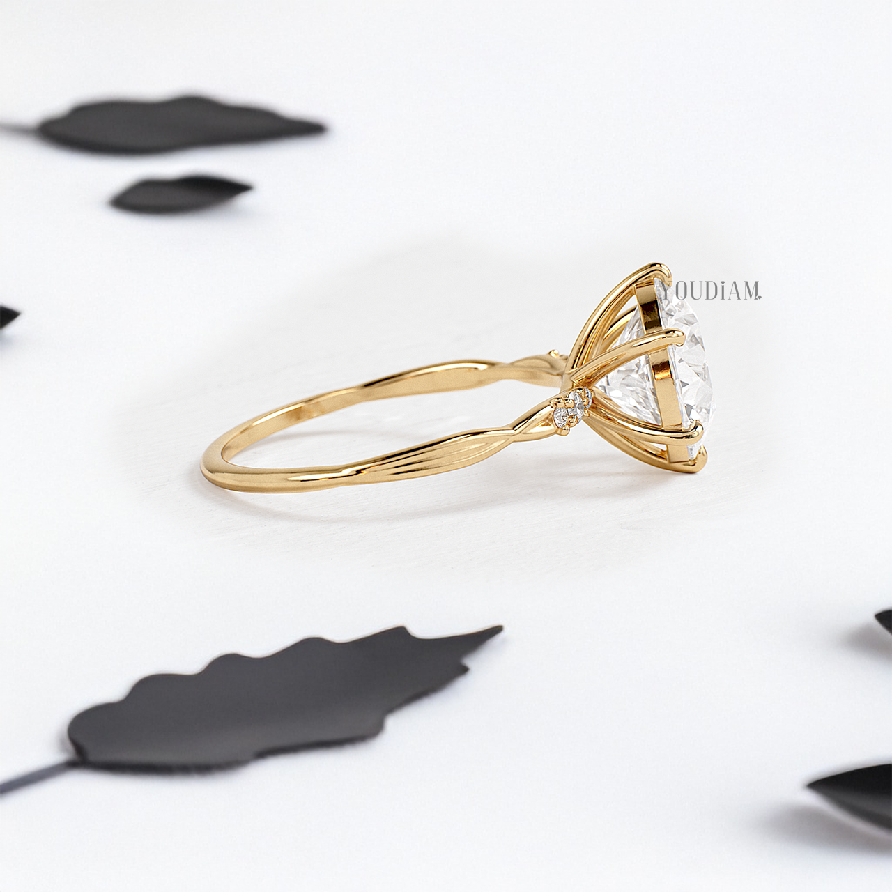 Round Lab Diamond on Twist Style Band Ring - YDJLR82