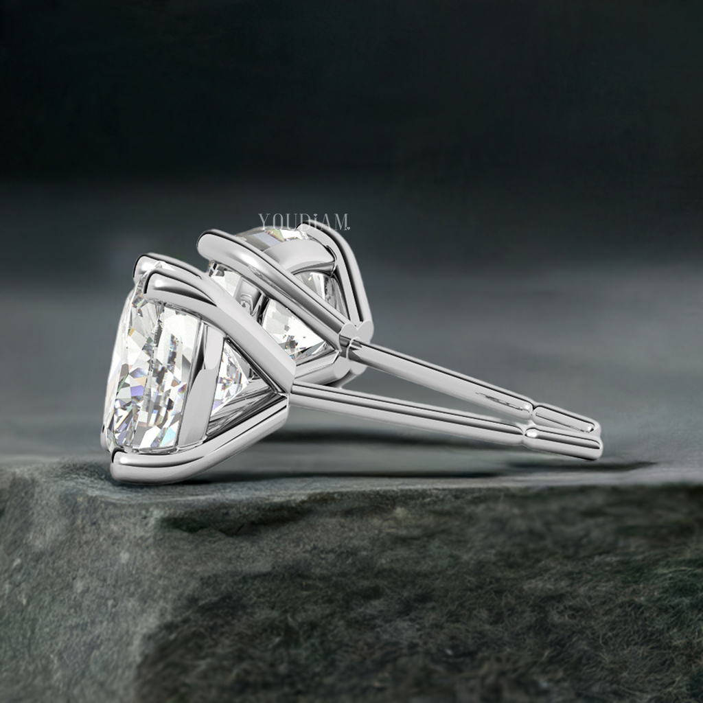 4ct Each Cushion Cut Lab Diamond Studs Earrings - EUDER13