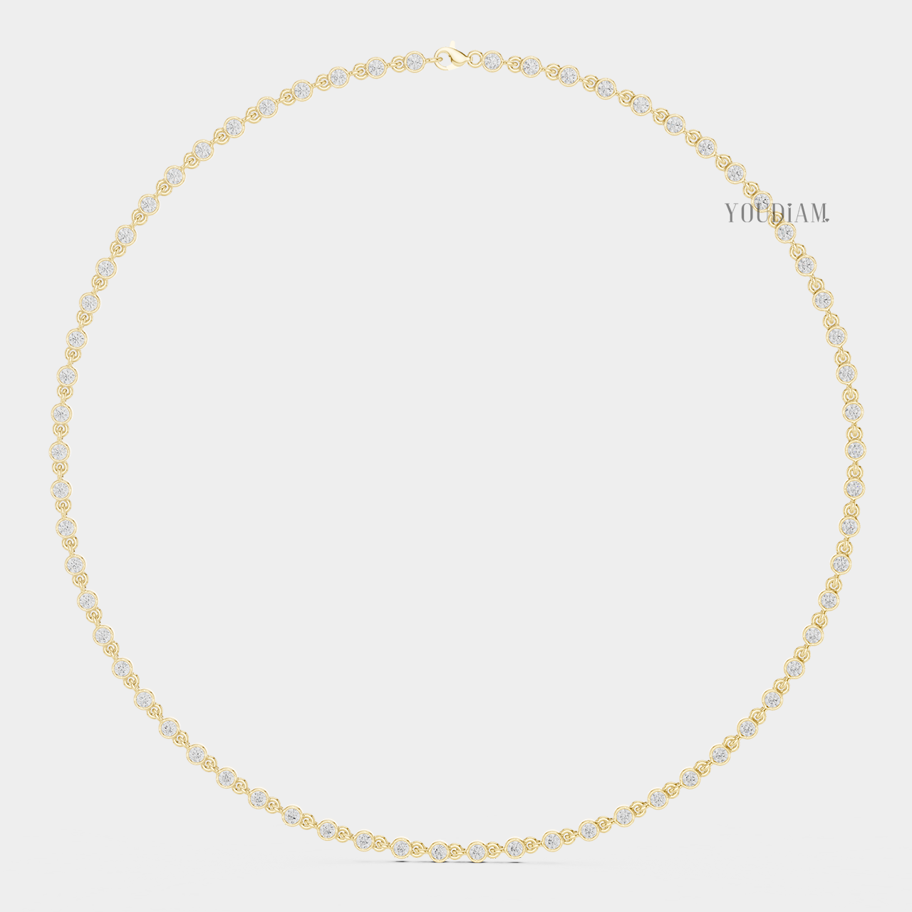 4ctw Bezel Setting Lab Diamonds Tennis Necklace Chain - YDJLN04