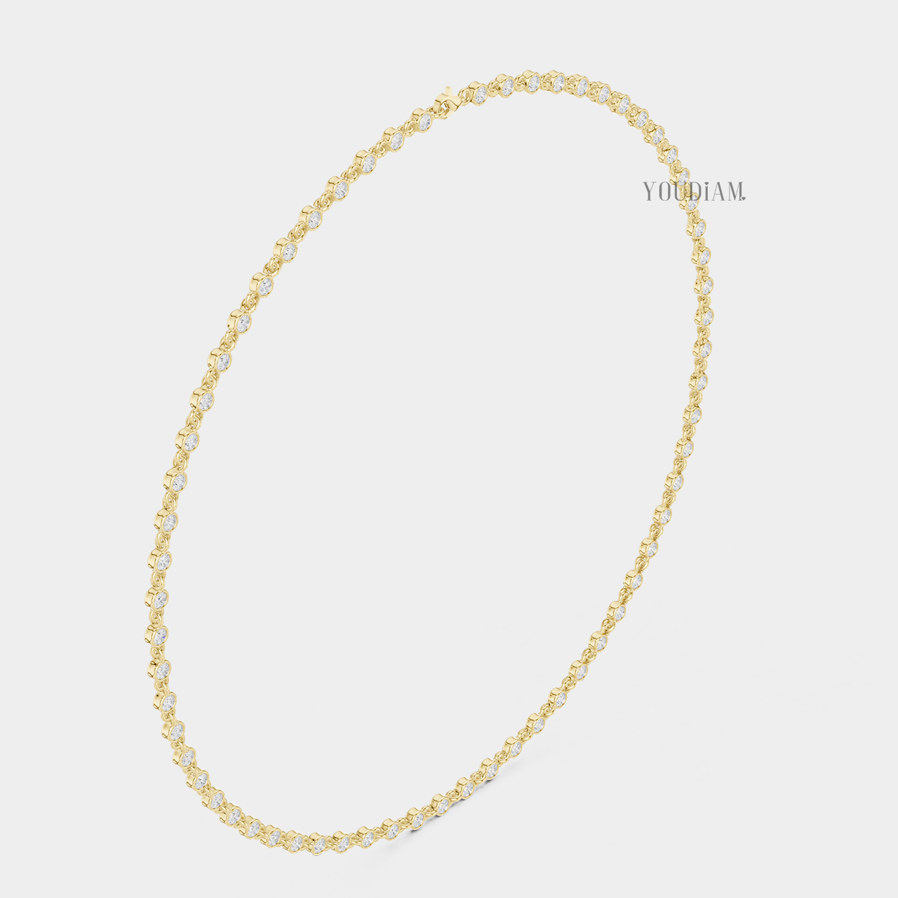 4ctw Bezel Setting Lab Diamonds Tennis Necklace Chain - YDJLN04