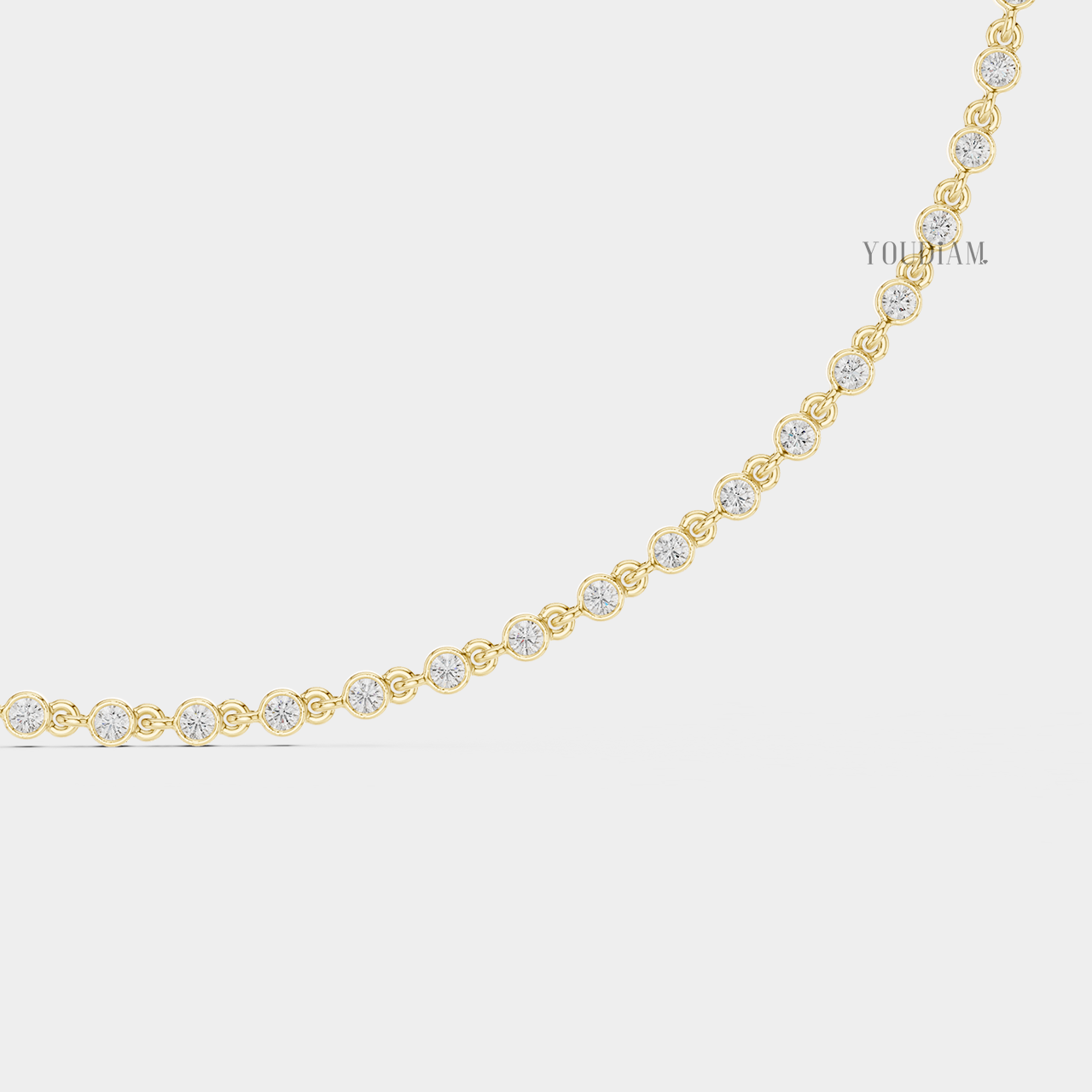 4ctw Bezel Setting Lab Diamonds Tennis Necklace Chain - YDJLN04