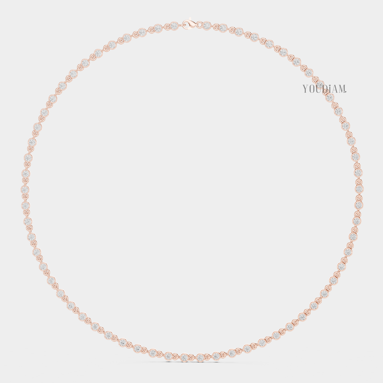 4ctw Bezel Setting Lab Diamonds Tennis Necklace Chain - YDJLN04