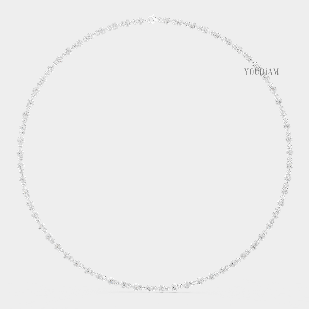 4ctw Bezel Setting Lab Diamonds Tennis Necklace Chain - YDJLN04