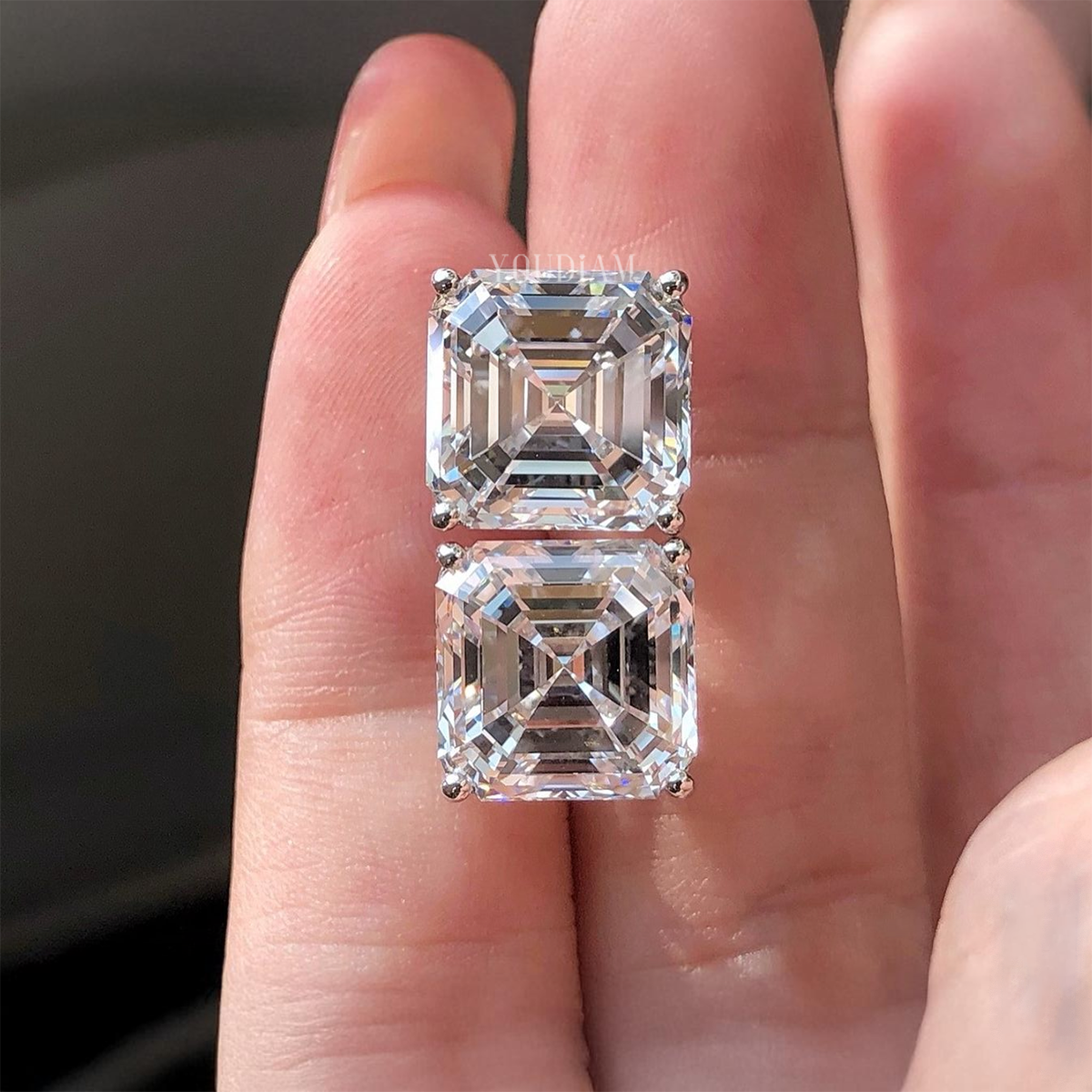 5ct Each Asscher Cut Lab Grown Diamond Earrings