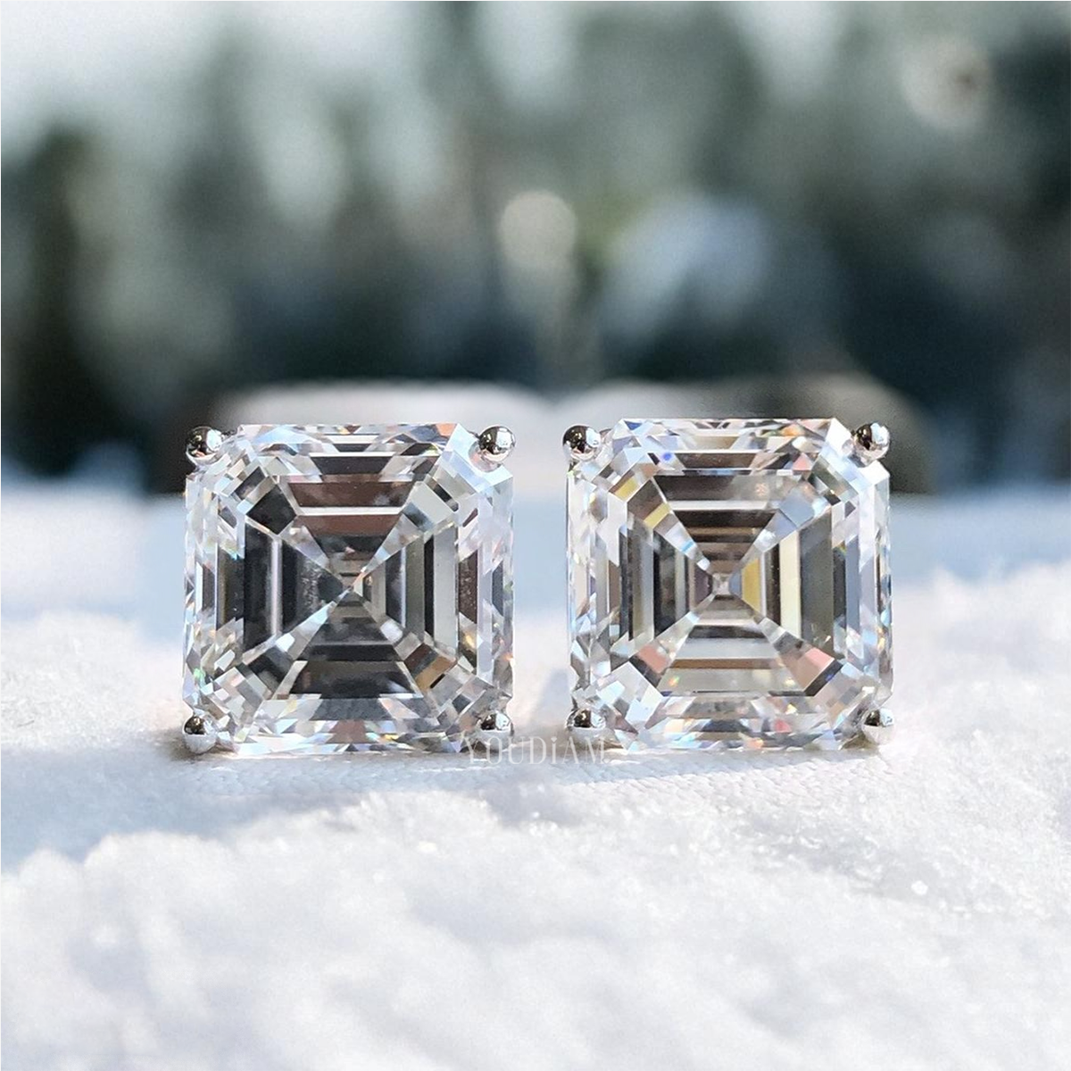 5ct Each Asscher Cut Lab Grown Diamond Earrings