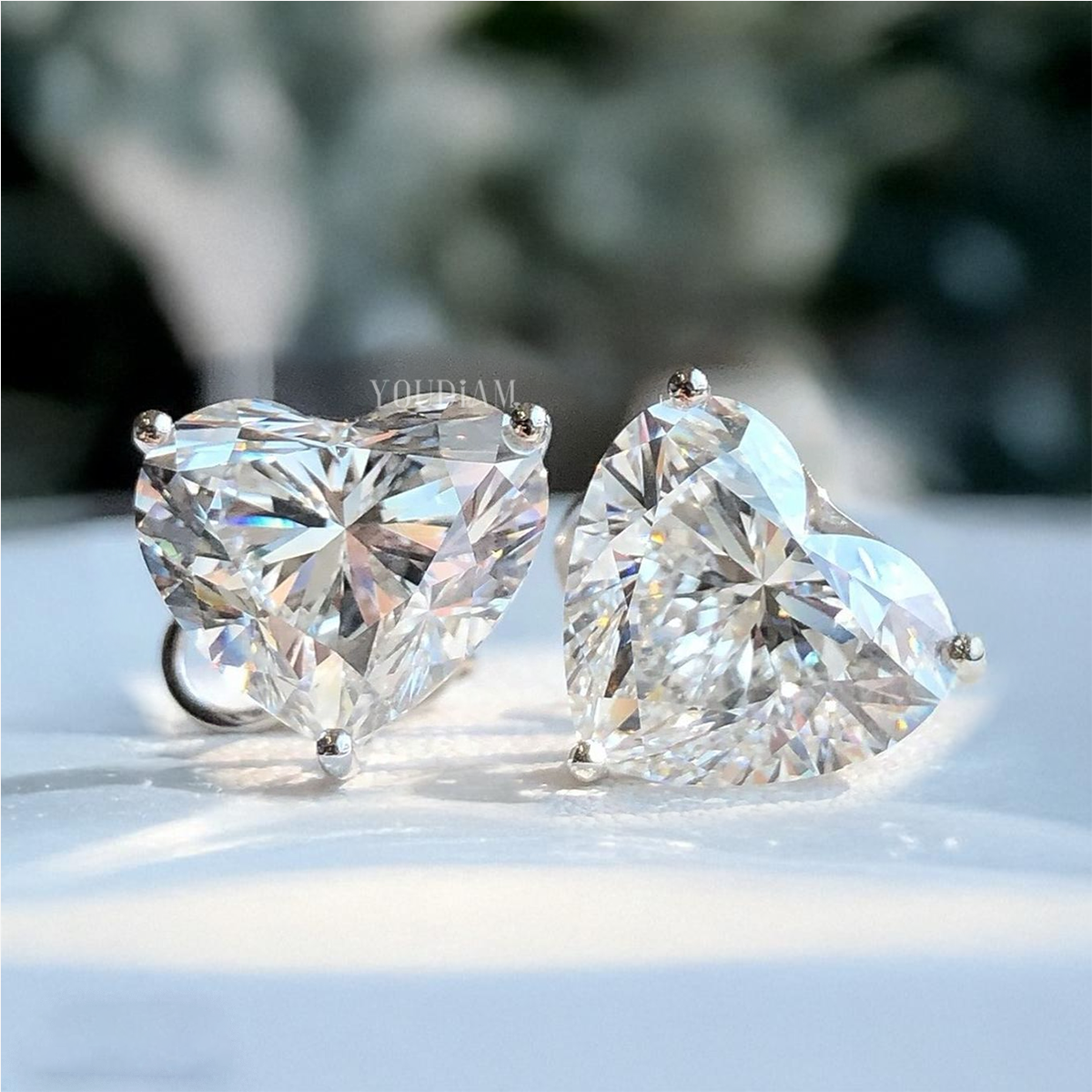 2.5ct Each Heart Cut Lab Diamond Studs Earrings