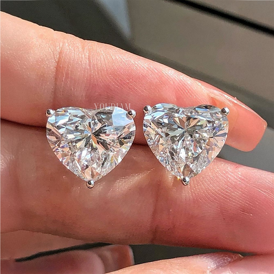 2.5ct Each Heart Cut Lab Diamond Studs Earrings
