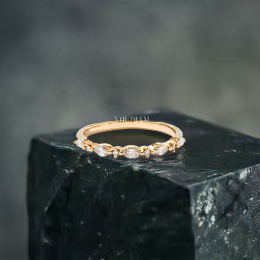 Alternate Marquise and Round Band with Lab Diamonds - EUDJLB06