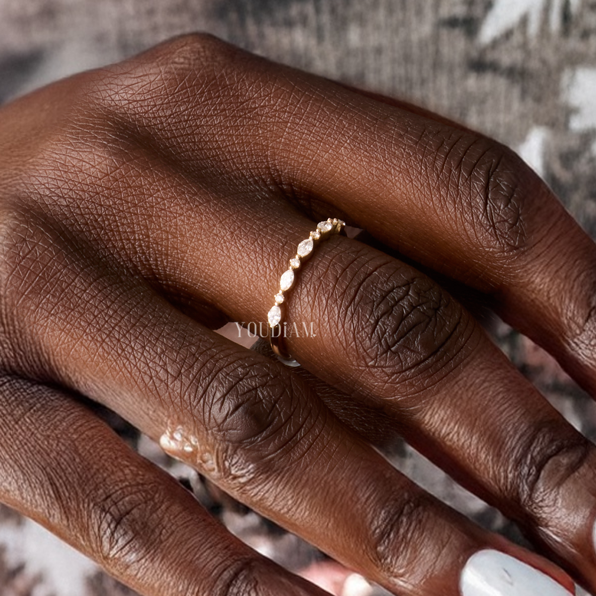 Alternate Marquise and Round Band with Lab Diamonds - EUDJLB06