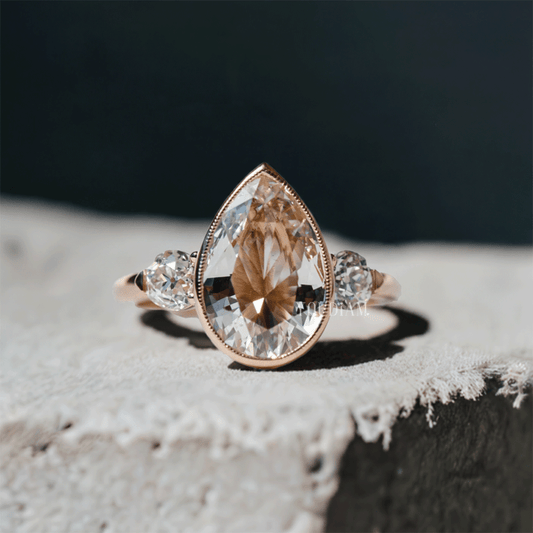 Antique Inspired Pear Diamond Ring for your engagement or wedding