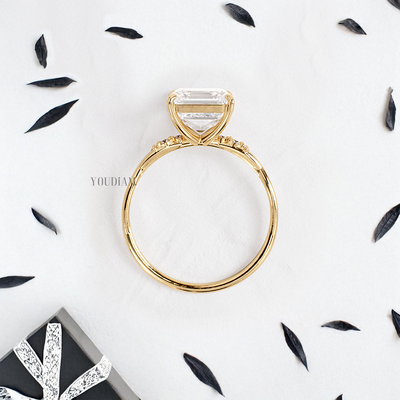 Asscher Lab Diamond on Twist Style Band Ring - YDJLR179