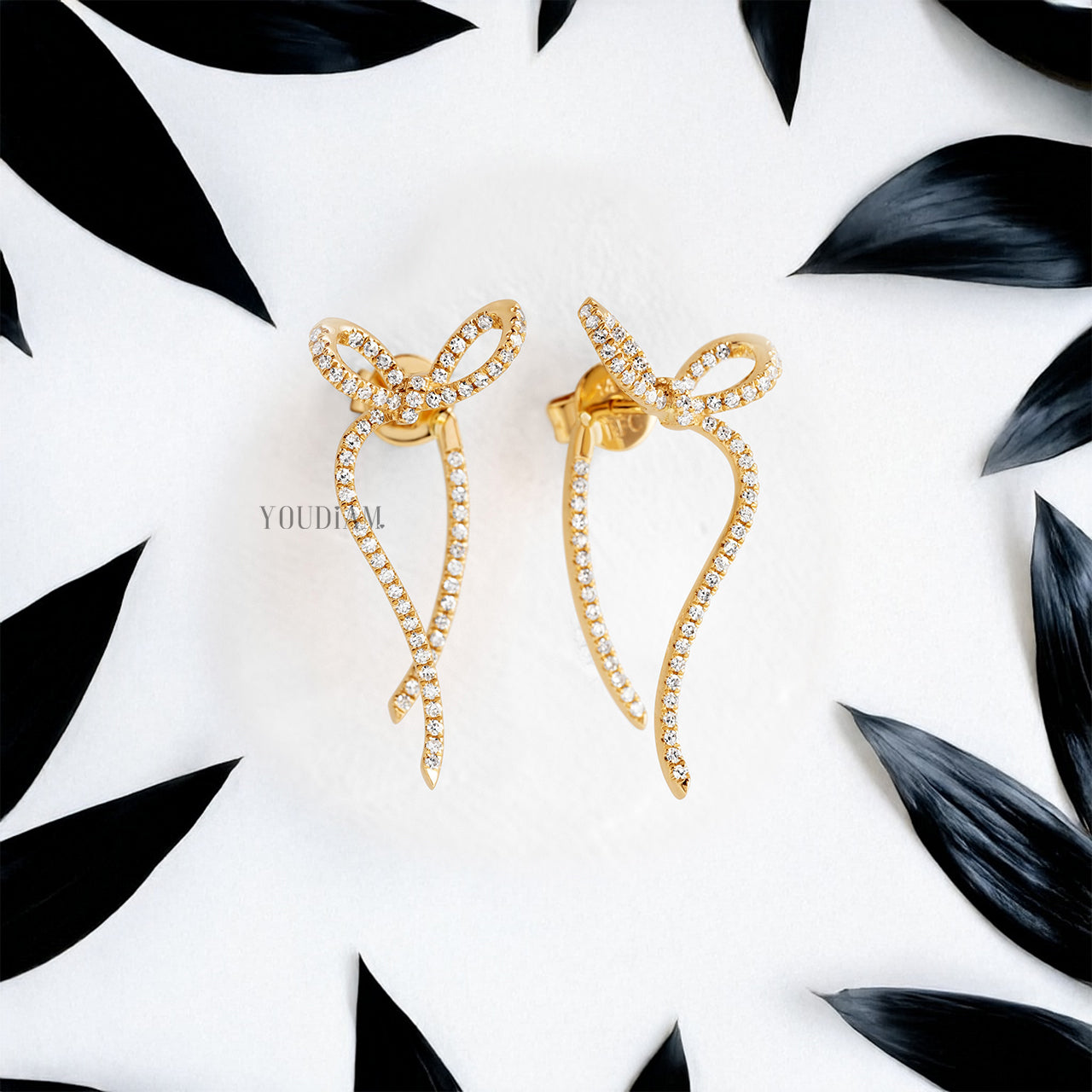 Bow Style Earrings with Lab Diamonds - YDJLE23