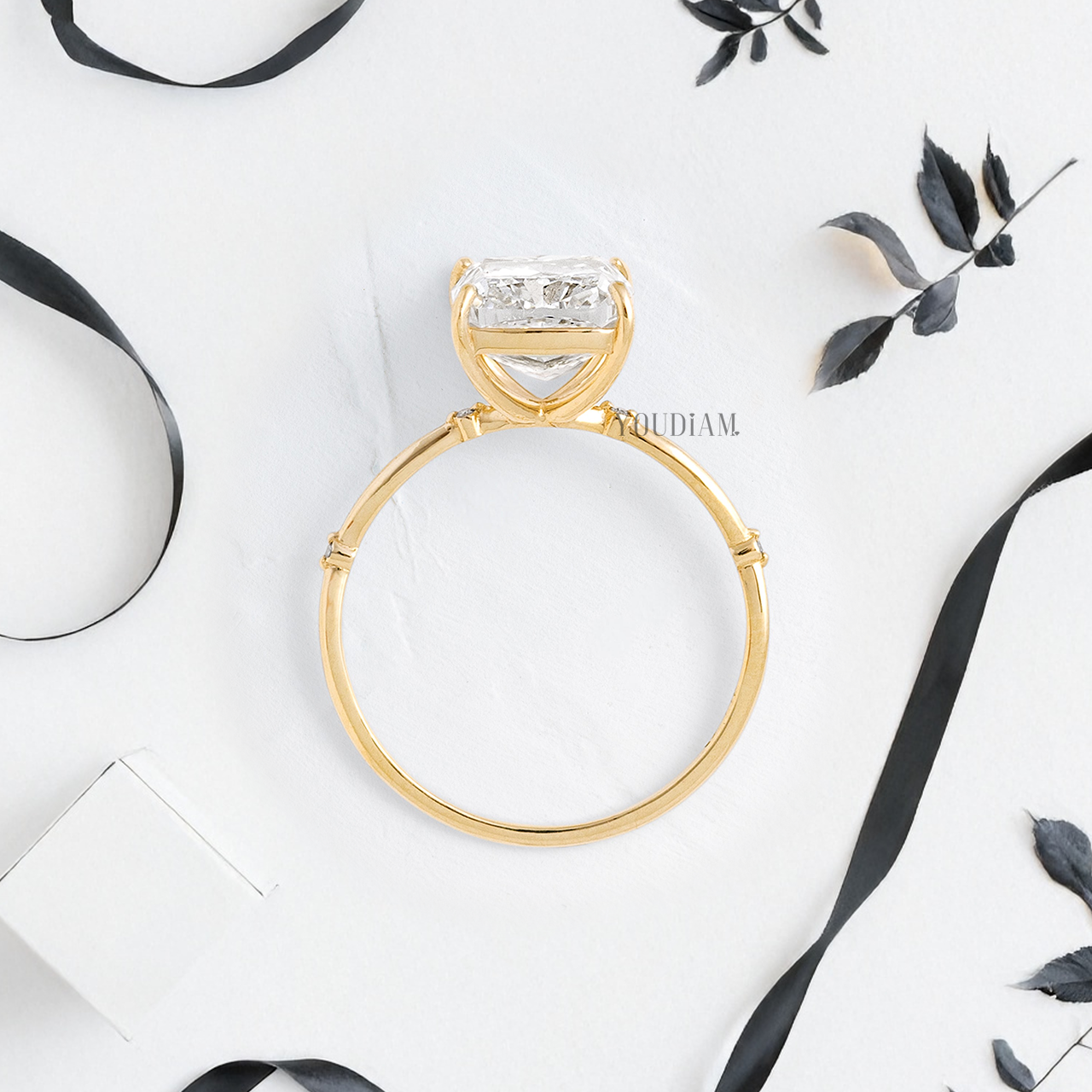 Cushion Lab Diamond in Split and Thin Band Ring - YDJLR105