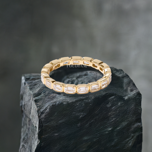 Emerald Cut Lab Diamonds Set East-West Bezel Eternity Band - EUDJLB01