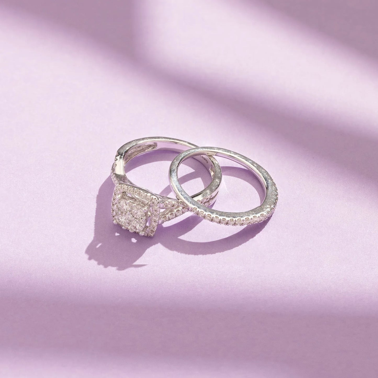 Flashing Diamond Bridal Ring Set - UDJLR17 - Youdiam