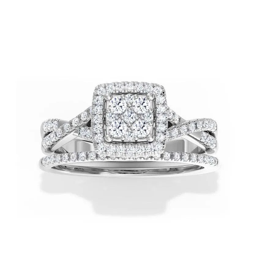 Flashing Diamond Bridal Ring Set - UDJLR17 - Youdiam