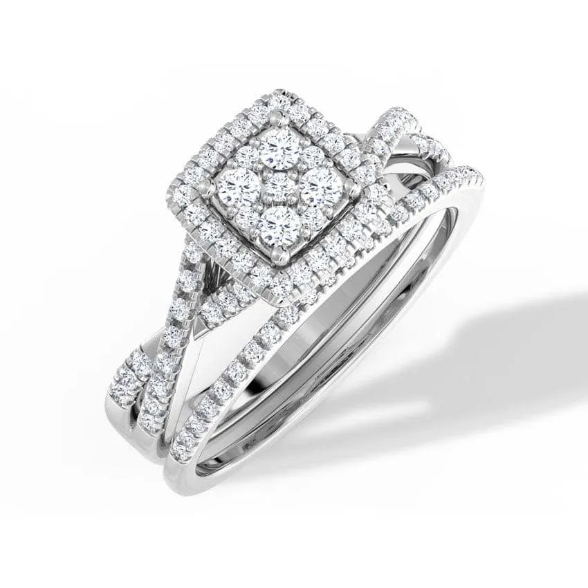 Flashing Diamond Bridal Ring Set - UDJLR17 - Youdiam