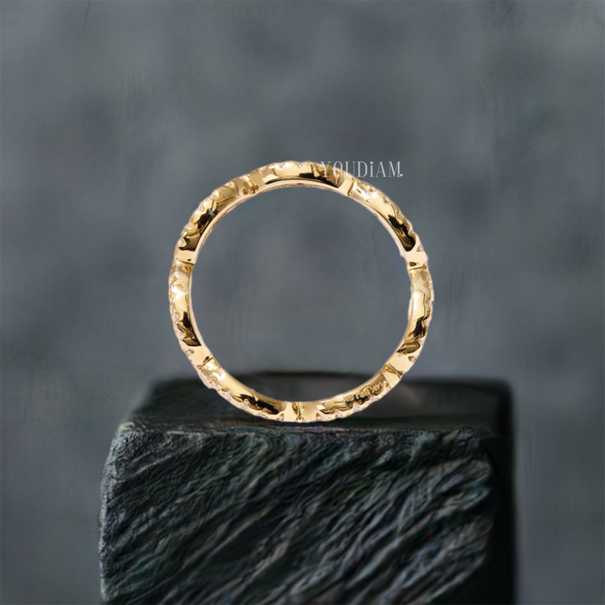 Infinity Band with Tiny Lab Diamonds and Wedding Band - EUDJLB05