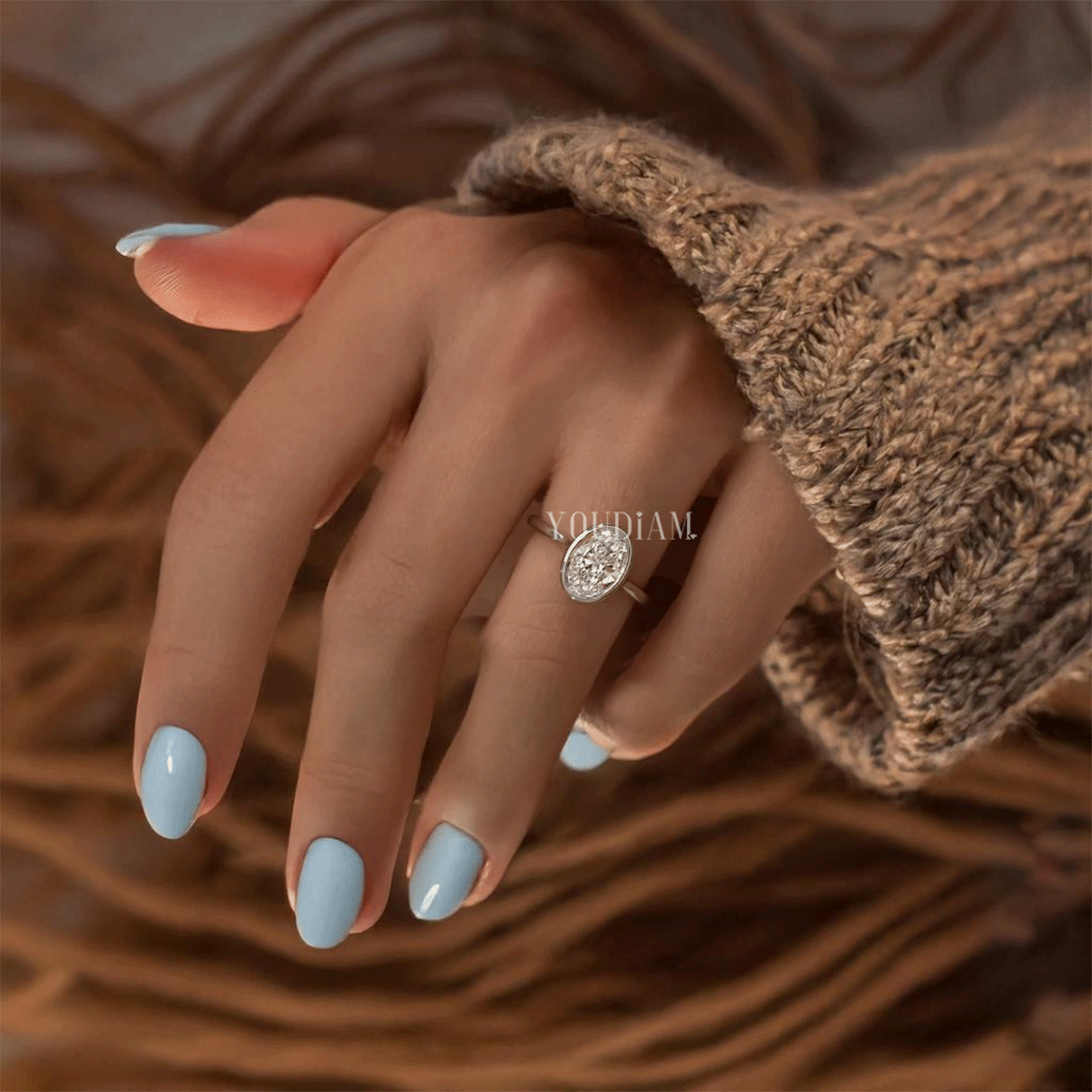 Lab Grown Oval Bezel Engagement Ring, Lab Oval Solitaire Ring