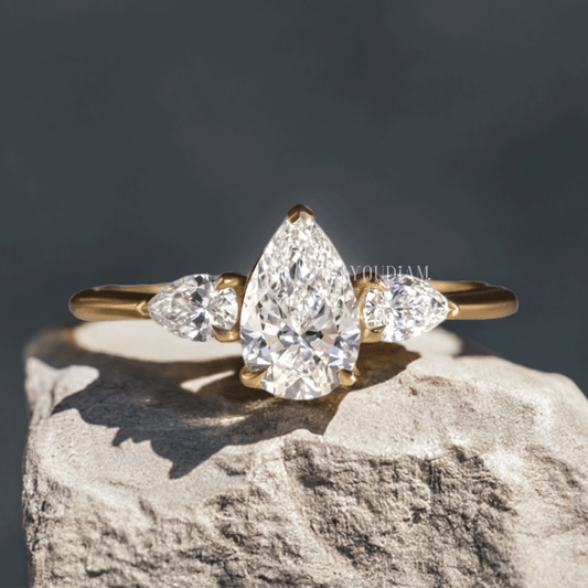 Lab Grown Pear Trio Engagement Ring - EUDJLR29