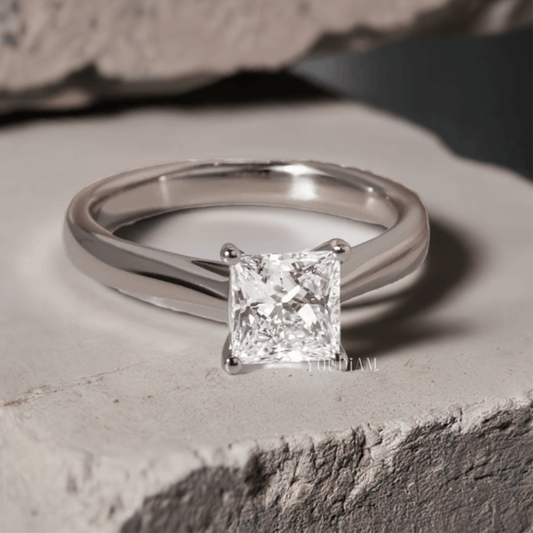 Lab Grown Princess Solitaire Engagement Ring, Princess Lab Diamond
