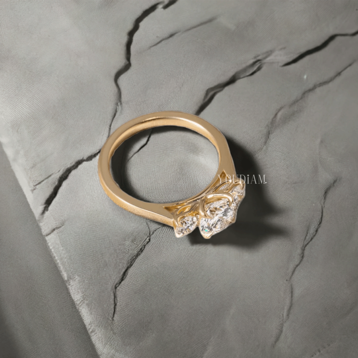 Lab Grown Round Trio Engagement Ring, Three Stone Round Cut Lab Grown Diamond