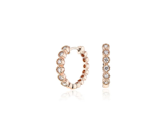 Liana Diamond Milgrain Hoop Earrings - UDJER02 - Youdiam