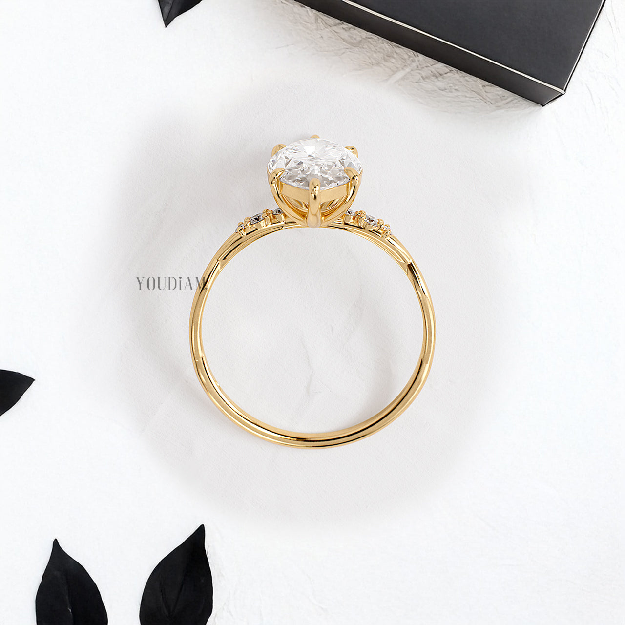 Marquise Lab Diamond on Twist Style Band Ring - YDJLR183