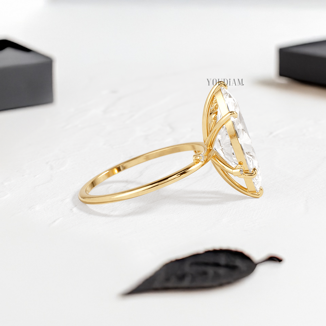 Marquise Lab Diamond with Scattered Accent Diamonds Ring - YDJLR141
