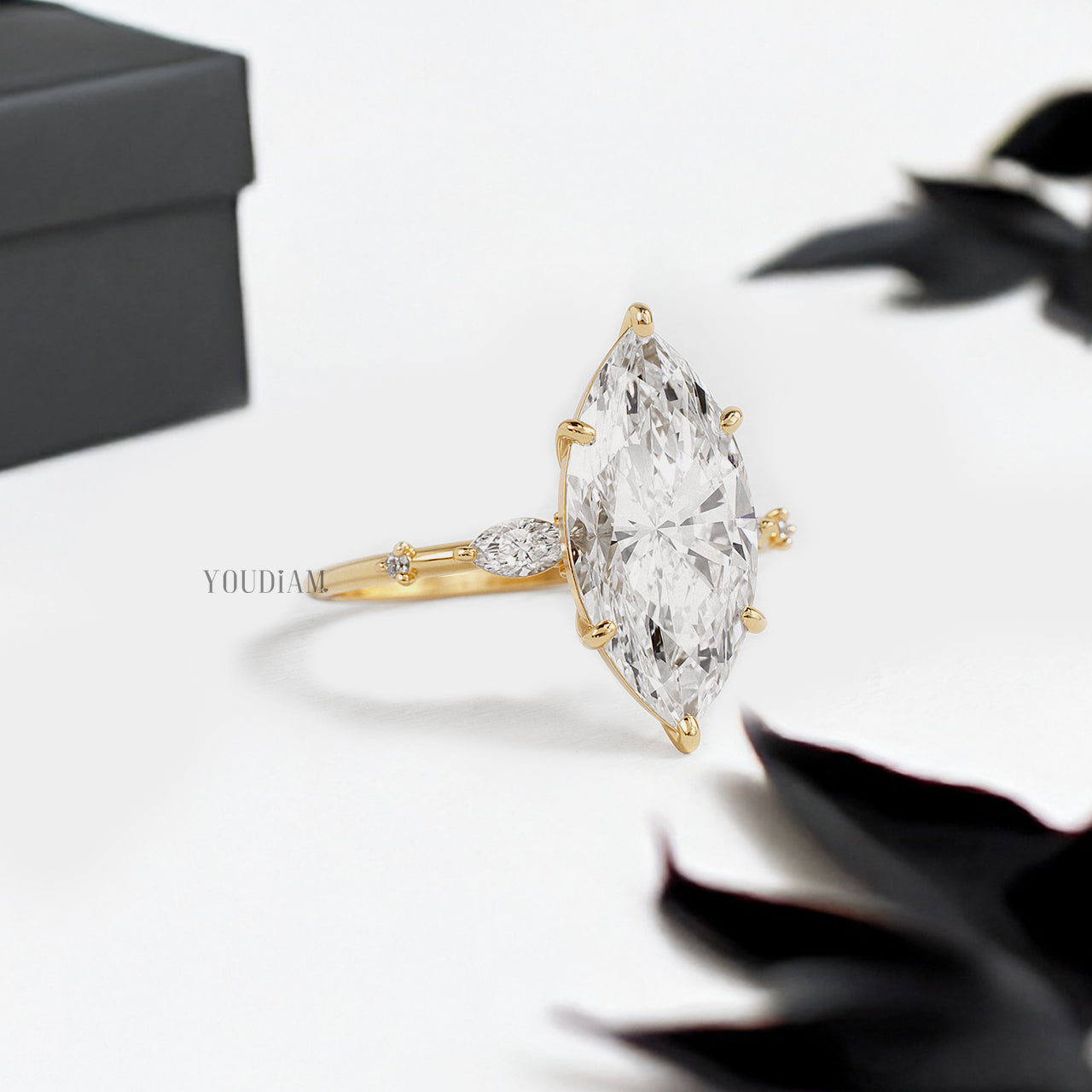 Marquise Lab Diamond with Tiny Accented Diamonds Ring - YDJLR167