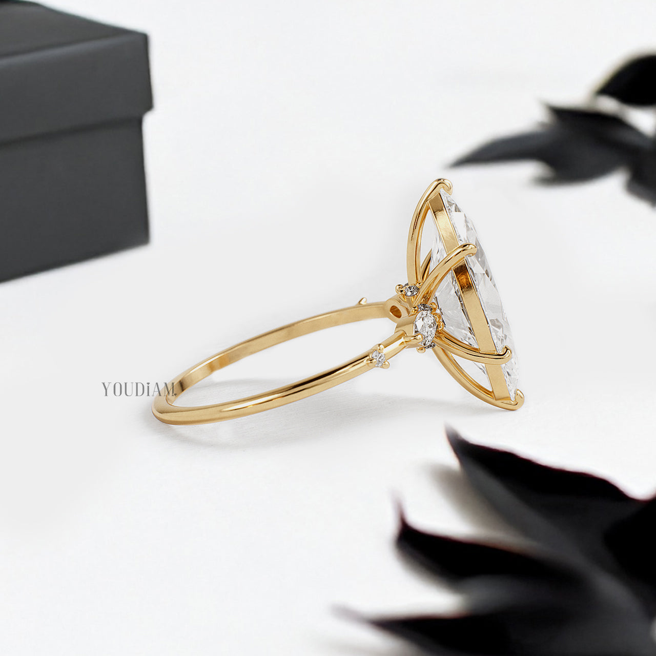 Marquise Lab Diamond with Tiny Accented Diamonds Ring - YDJLR167