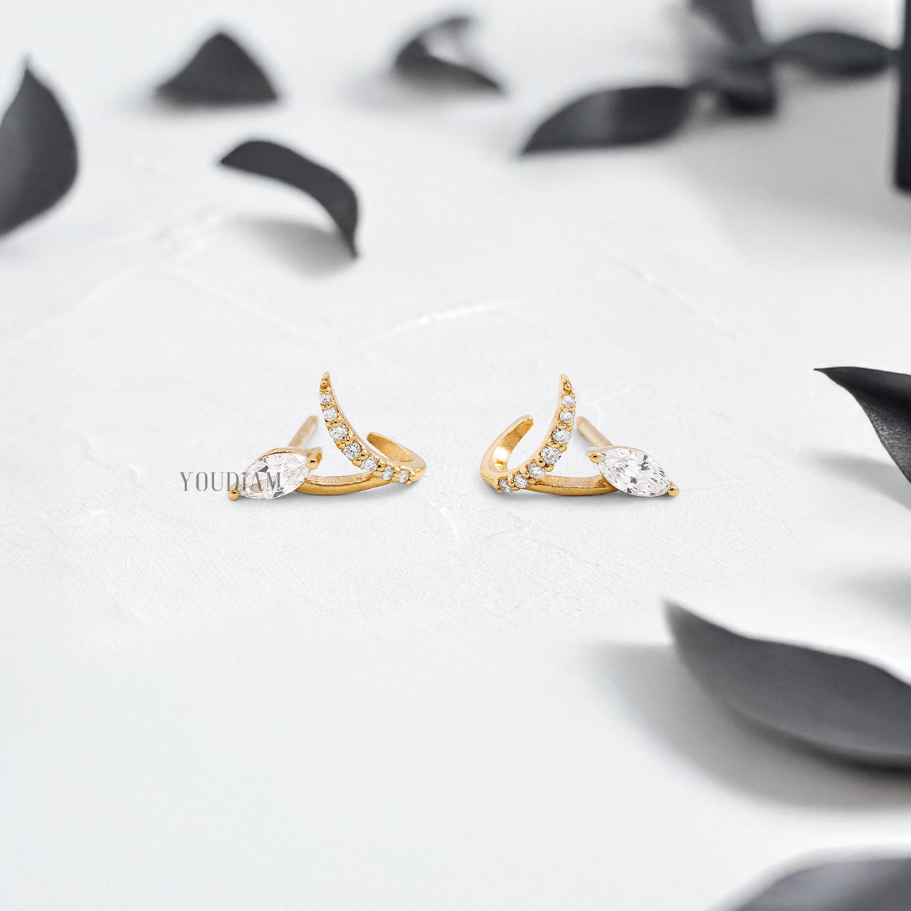 Marquise Studs with Pave Lab Diamonds Earrings - YDJLE67