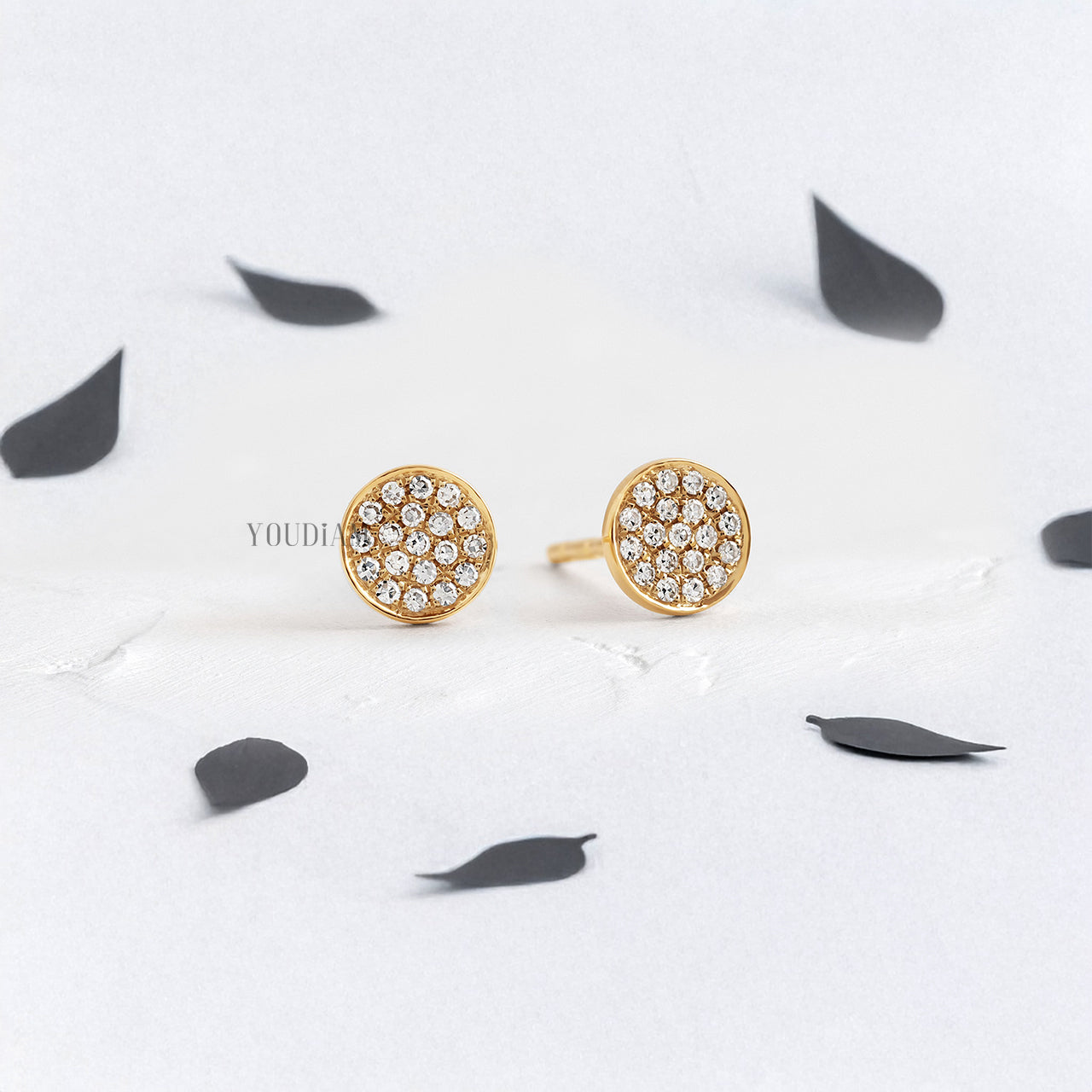 Mini Flower Stud Earrings in Pave Setting - YDJLE21