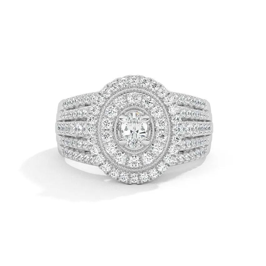 Multi Row Oval Halo Diamond Ring - UDJLR18 - Youdiam
