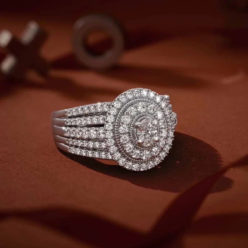 Multi Row Oval Halo Diamond Ring - UDJLR18 - Youdiam