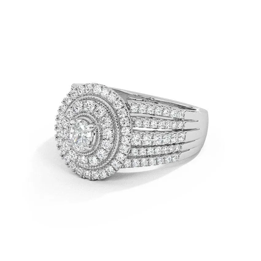Multi Row Oval Halo Diamond Ring - UDJLR18 - Youdiam