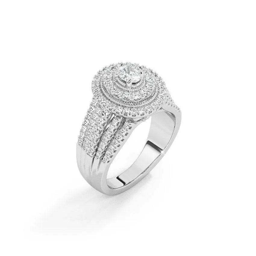 Multi Row Oval Halo Diamond Ring - UDJLR18 - Youdiam