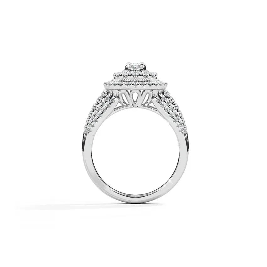 Multi Row Oval Halo Diamond Ring - UDJLR18 - Youdiam