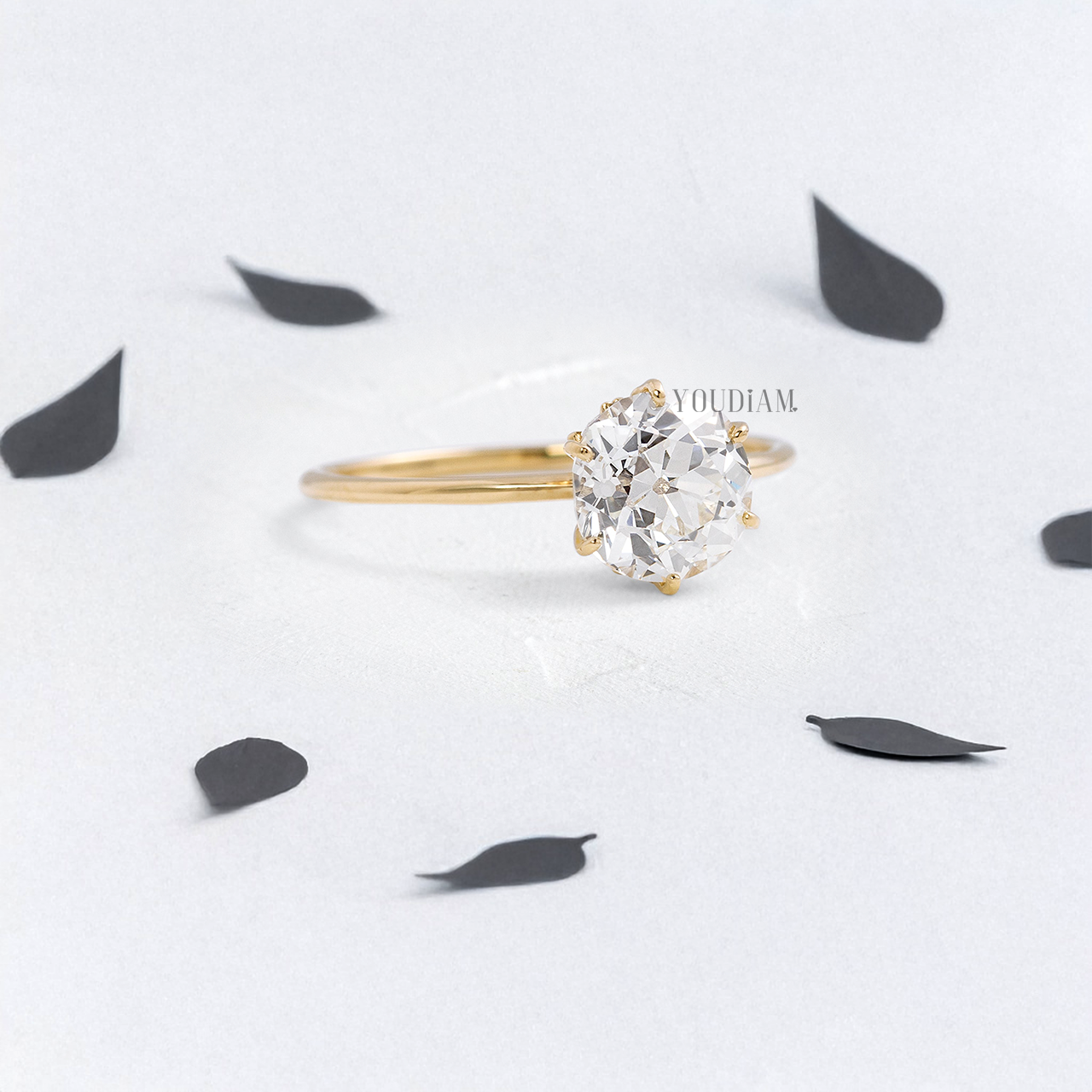Old European Cut Round Lab Diamond Solitaire Ring - YDJLR111