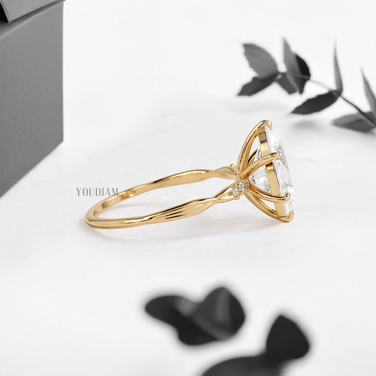 Oval Lab Diamond on Twist Style Band Ring - YDJLR173