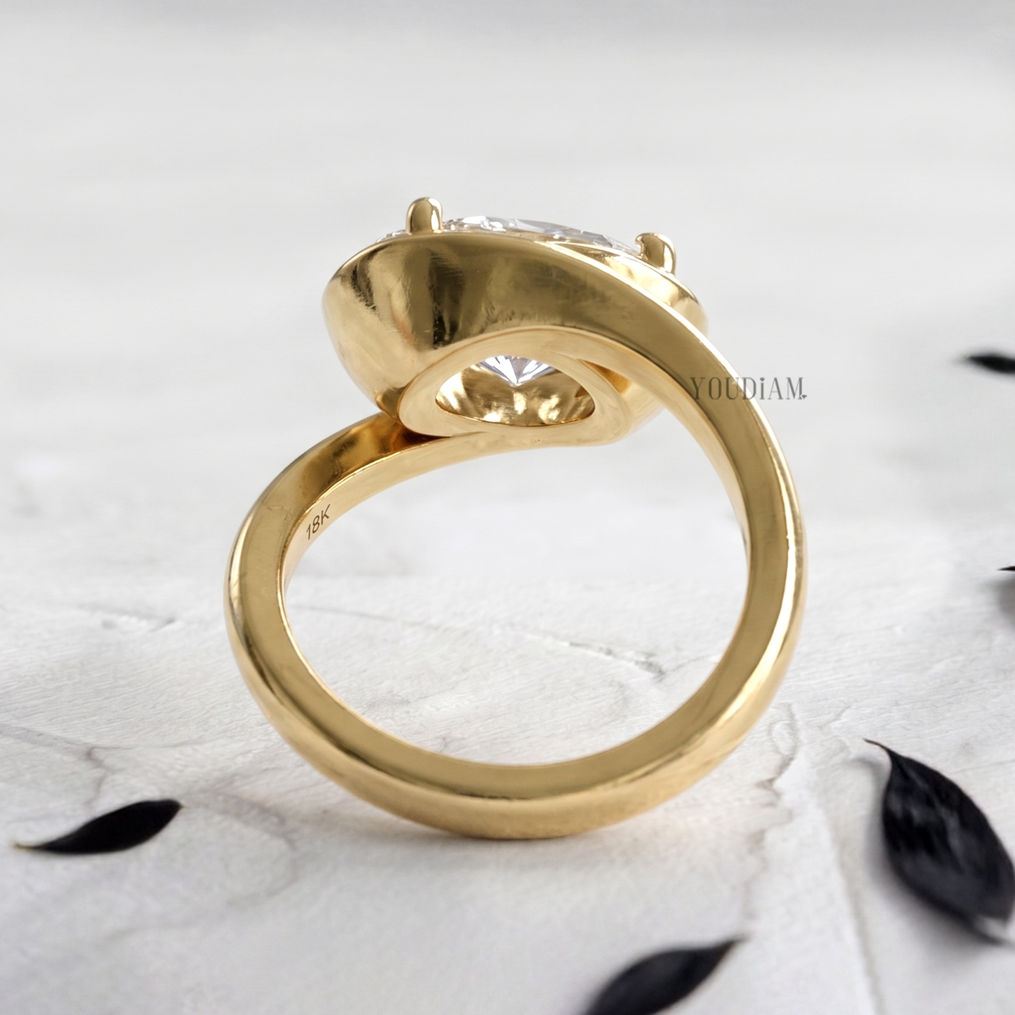 Oval Lab Diamond in Claw and Bypass Setting Ring - YDCJR10