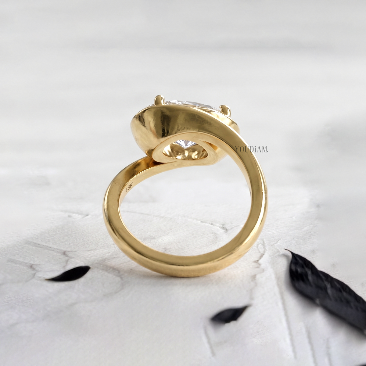 Oval Lab Diamond in Claw and Bypass Setting Ring - YDCJR10 Youdiam