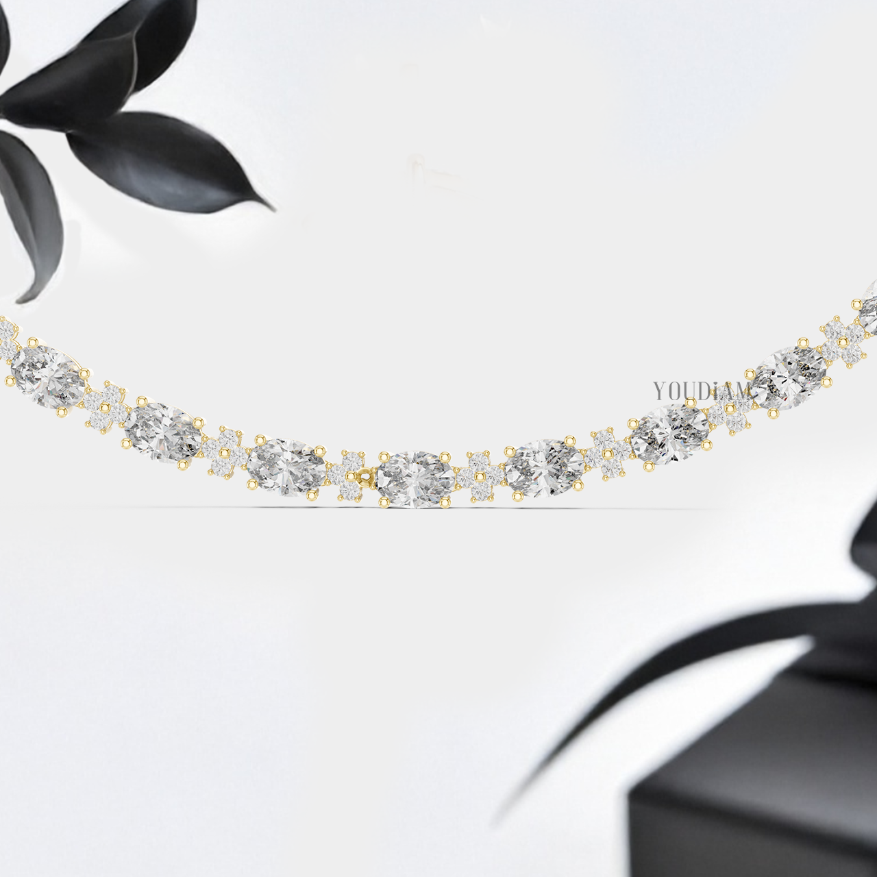 20 Karat Tenniskette mit abgestuften Diamanten aus 14 Karat Weißgold - UDJNL05