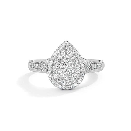 Pear shaped Double Halo Diamond Ring - UDJLR02 - Youdiam